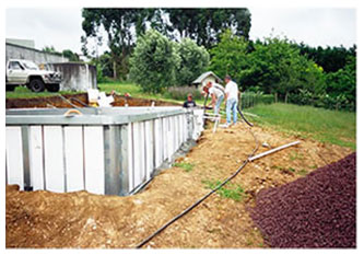 POOL ON SLOPING SITE, 1.0M OUT OF GROUND ON LOW SIDE